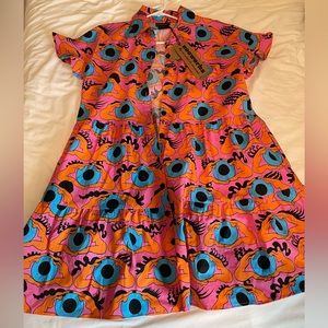 NWT NOOWORKS Eloise dress XL brand new X-Large dress in Psychedelic Eyes print